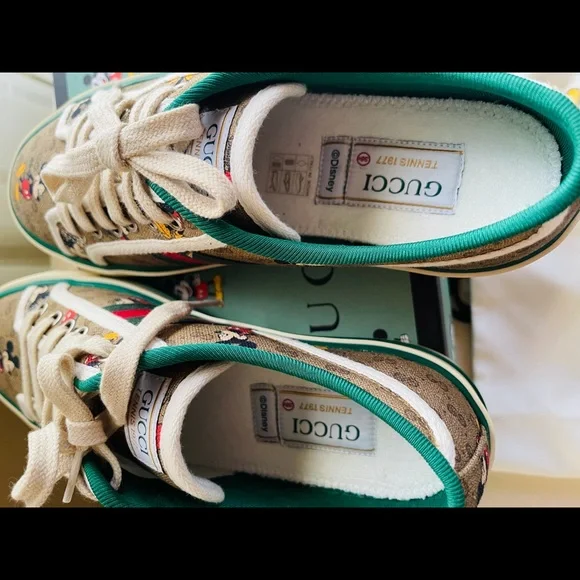 GUCCI Disney Mickey Mouse Tennis 1977 GG Canvas Sneakers Shoes SIZE 38 - Picture 6 of 16
